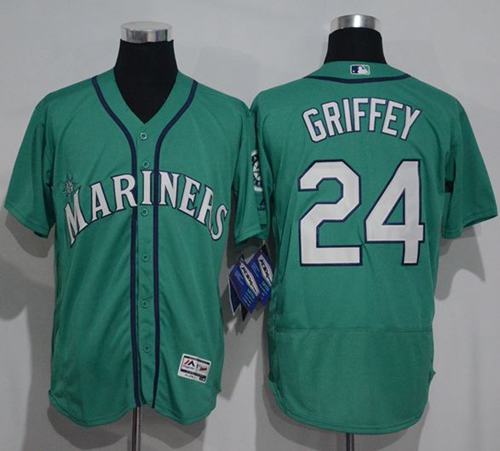 Mariners #24 Ken Griffey Green Flexbase Authentic Collection Stitched MLB Jersey